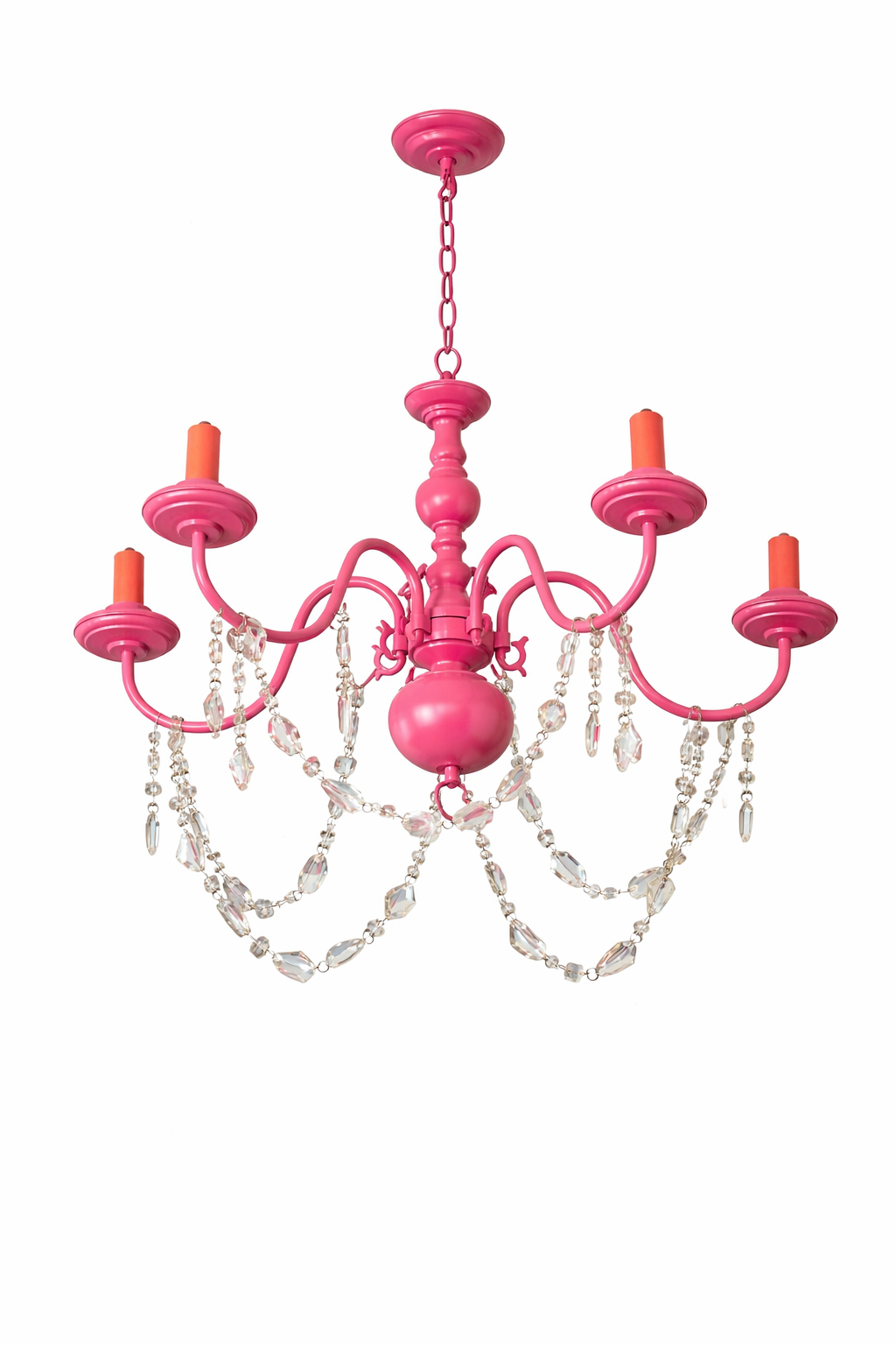 Hot Pink Wooden Chandelier